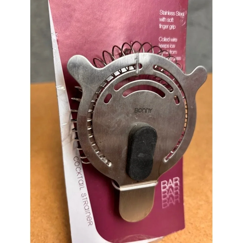 Lot of 2 Bonny Bar Stainless Steel Cocktail Strainers with Soft Grip 78968‎